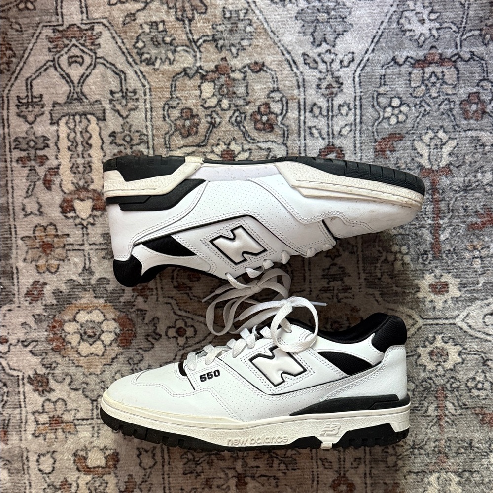 New Balance White & Black Sneakers 550 Style